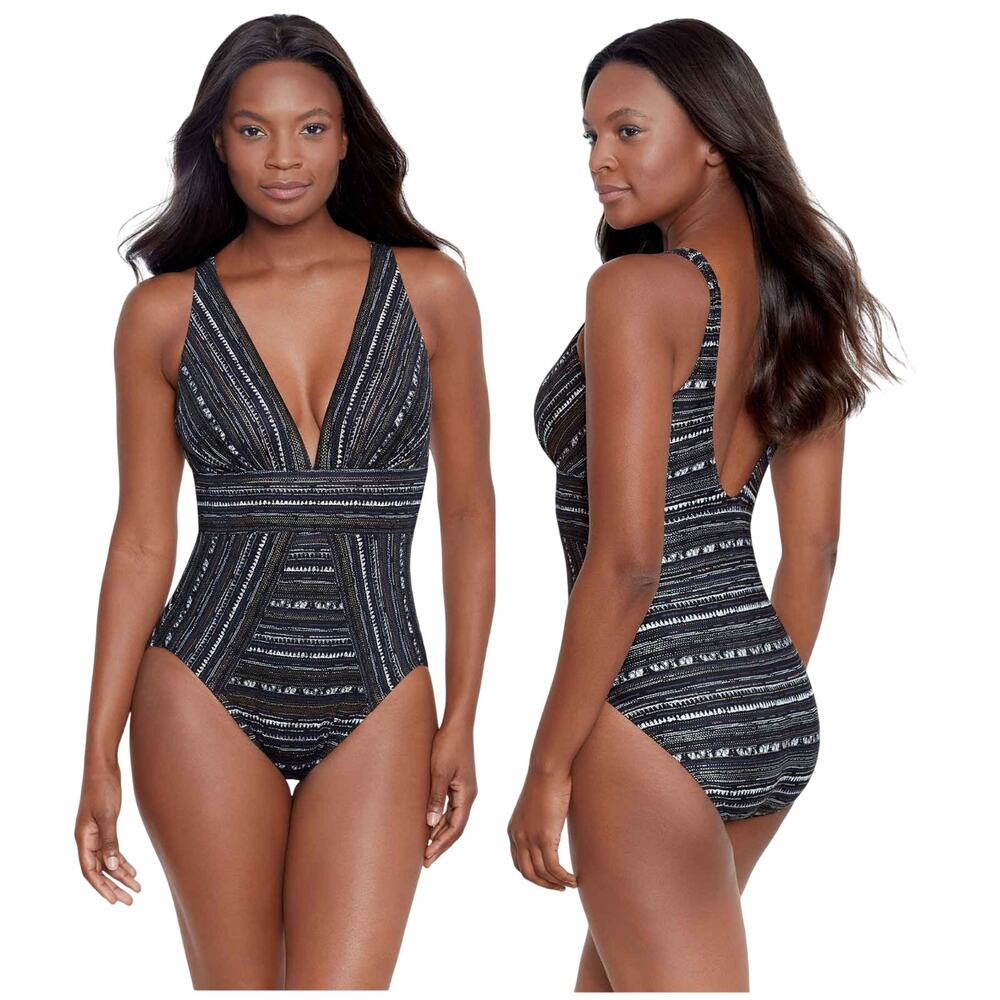 Miraclesuit NWT Cypher Odyssey One Piece Swimsuit Size 16 Wireless Bra V-Neck